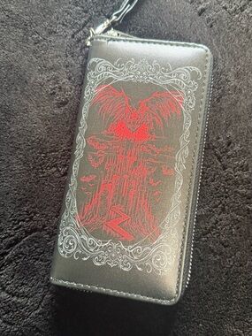 Black Wallet with Red Gothic Bat Print
